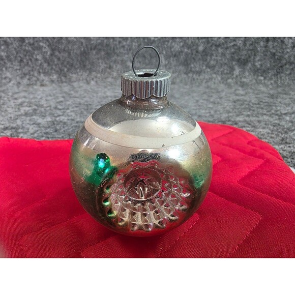 Vintage Mercury Glass Indented Ball Christmas Ornament 2.25in Shiny Brite - Picture 1 of 6